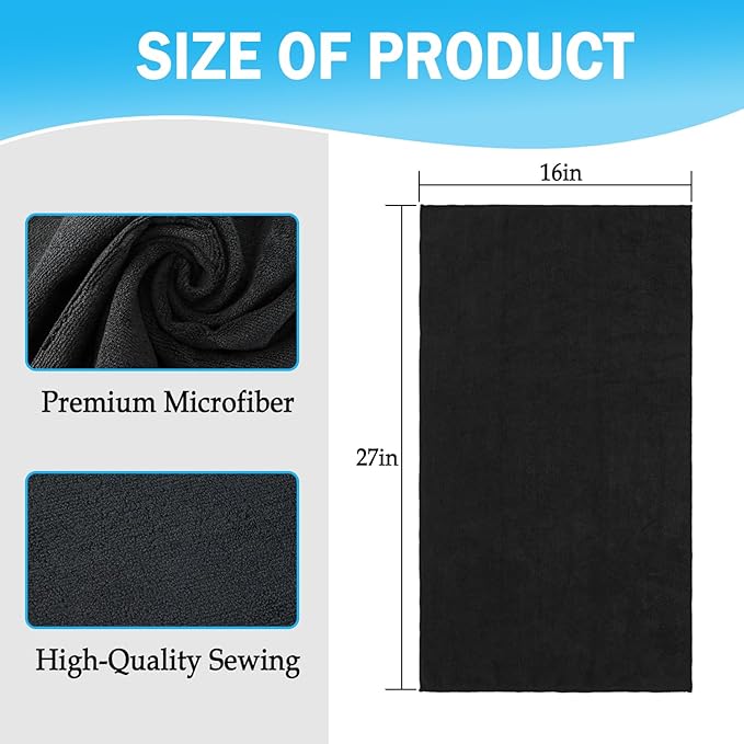6 Pack Black Salon Towels, Super Soft and Absorbent Microfiber Hair Towel - Image 2