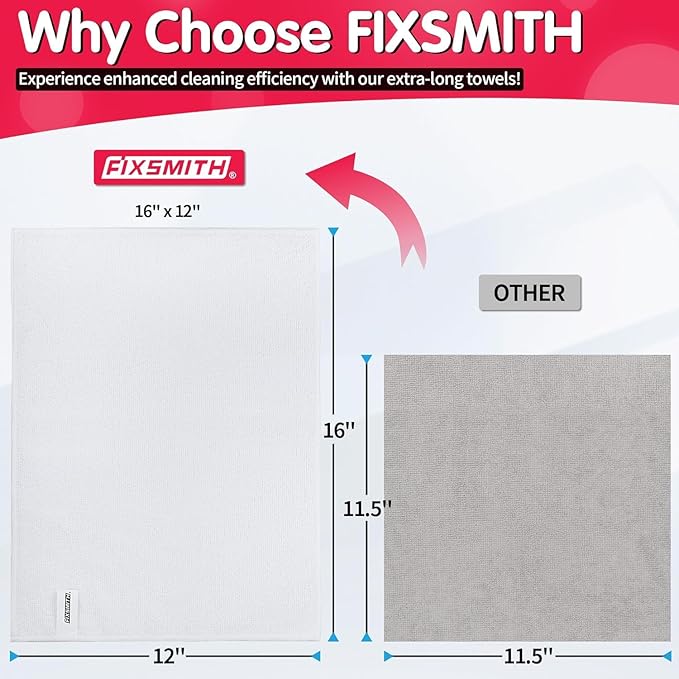 FIXSMITH White Microfiber Cleaning Cloth -Pack of 24, Highly Absorbent Cleaning - Image 6