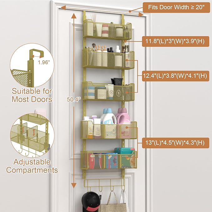 Over The Door Organizer, Metal Door Organizer Hanging - Image 3