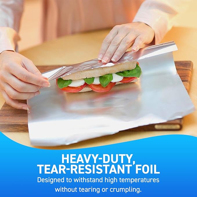 500 Count Pre-Cut Aluminum Foil Sheets, 9” Heavy Duty Pop Up Foil Sheets - Image 3