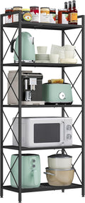 SONGMICS 5-Tier Metal Storage Rack, Shelving Unit with X Side Frames, Dense Mesh, 12.6 x 23.6 x 57.3 Inches, for Entryway, Kitchen, Living Room, Bathroom, Industrial Style, Ink Black UBSC165B01 by SONGMICSbySONGMICSHOME