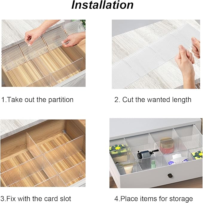 Onerbuy 8pcs Adjustable Grid Drawer Dividers DIY Plastic Closet Separator Tidy - Image 3