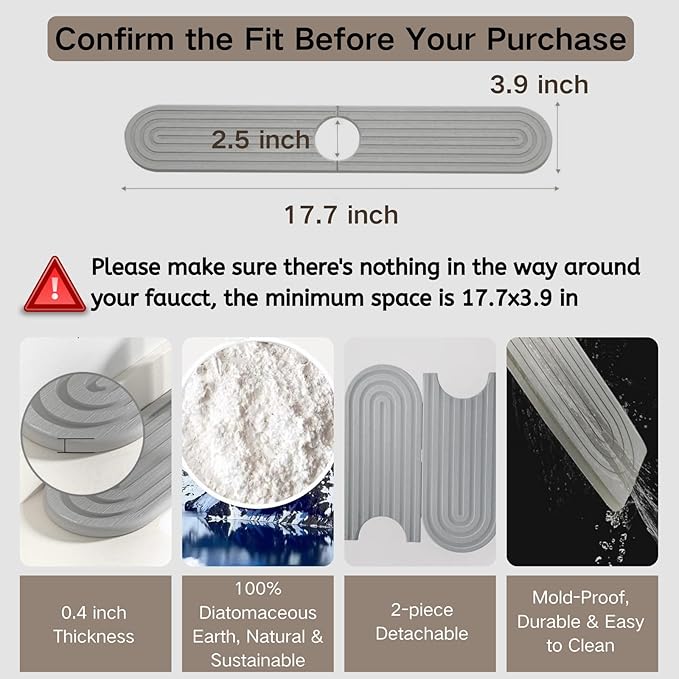 Diatomite Faucet Mat for Kitchen Sink - Image 2
