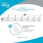 BIRDROCK HOME Oval Hook Coat and Hat Rack | 6 Hooks | Wall Mount | White Finish - Image 3