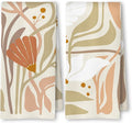 Abstract Boho Beige and White Floral Kitchen Towels Set of 2, 70s Retro Groovy by Unknown