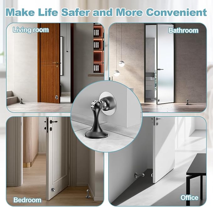 Magnetic Door Stoppers 4 Pack, Stainless Steel Door Stops - Image 6