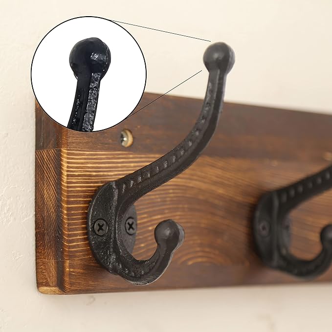 WEBI Rustic Coat Hooks:10 Cast Iron Hooks - Image 4