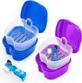 2 Pack Denture Bath Case Dental False Teeth Holder by Keedolla