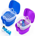 2 Pack Denture Bath Case Dental False Teeth Holder by Keedolla