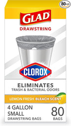 Glad Small Trash Bags 4 Gallon, Lemon Fresh Bleach Garbage Bags, Odor Resistant by GladTrashFoodStorage