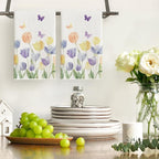 Artoid Mode Tulip Butterfly Floral Spring Kitchen Towels Dish Towels, 18x26 - Image 2