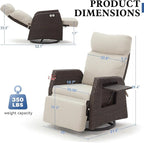 Adjustable Outdoor Recliner Chair with Independent Backrest & Footrest, Patio Swivel Recliner Chair, Wicker Reclining Patio Chair w/Flip-Up Table, 155° Lay Flat Chaise Lounge, Beige, 2PCS - Image 2
