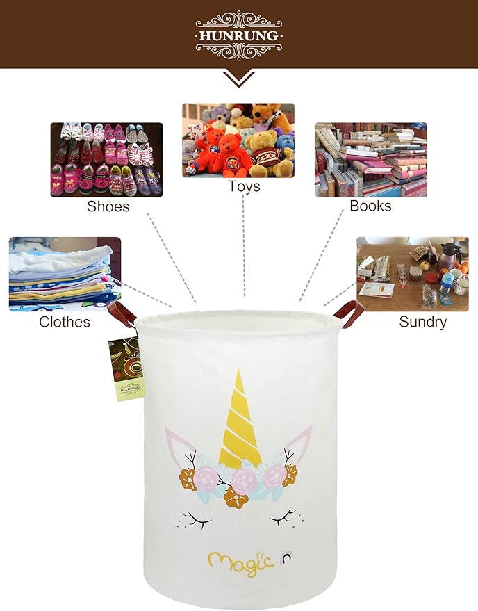 HUNRUNG Laundry Hamper, Large Canvas Fabric Lightweight Storage Basket Toy - Image 8