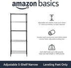 Amazon Basics 5-Shelf Multipurpose Adjustable Steel Garage Shelving Unit, Storage Rack for Kitchen, 200 lbs Per Shelf, Easy Assembly, 13.4"D x 23.2"W x 60"H, Black - Image 4