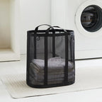 Mesh Laundry bag with Handles, 42L Collapsible Laundry Basket with 2 Hooks - Image 2