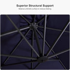 PURPLE LEAF 10' X 13' Patio Umbrella with Base Outdoor Cantilever Rectangle Offset Umbrella with 360-degree Rotation for Garden Deck Pool Patio Navy - Image 7
