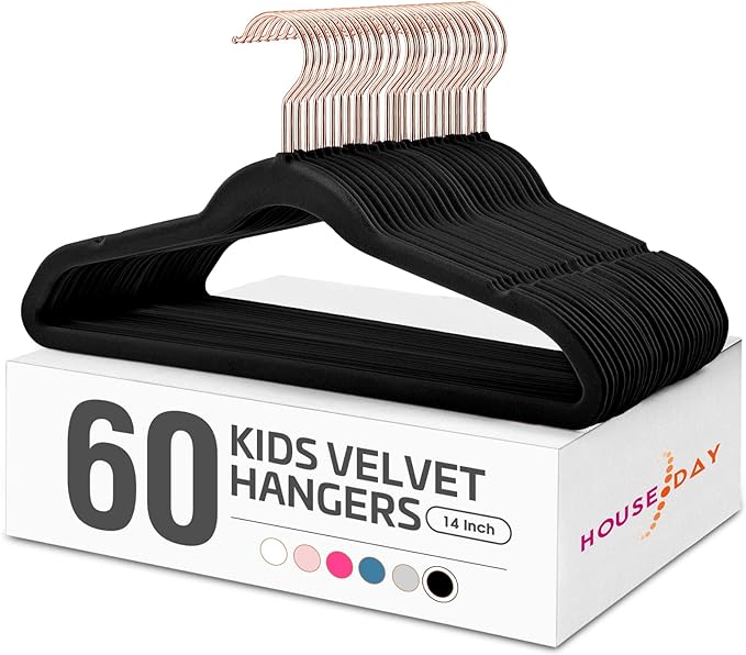 House Day Velvet Kids Hangers 60 Pack, Premium Children Hangers by HOUSEDAY