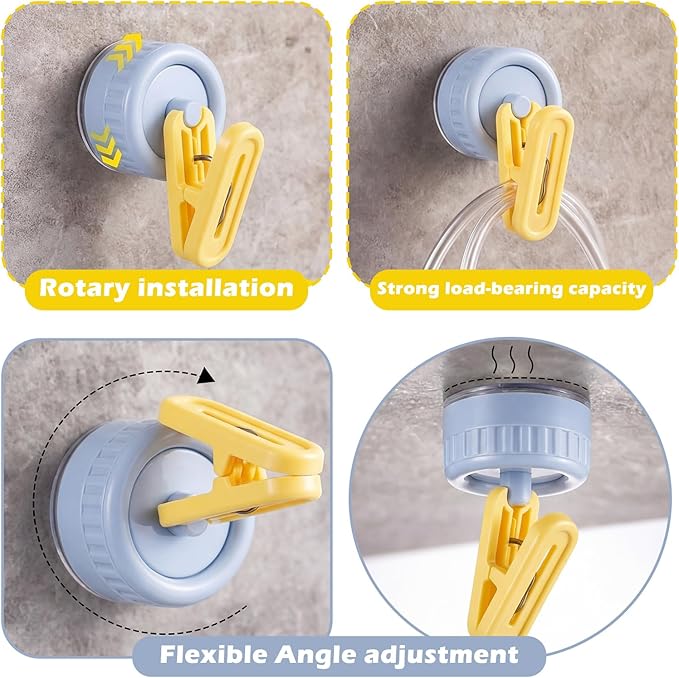 Geelin Dish Glove Clip with Suction Cup Easy Install Removable Blue Yellow - Image 2