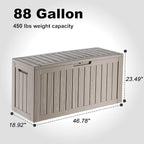 ROJIK Outdoor Storage Housing Deck Box - Waterproof Patio Furniture, Garden Tools, Cushions, Pool Accessories Storage Bench with Lockable Lid and Side Handles (Grey 88 Gal) - Image 2