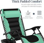 Best Choice Products Oversized Padded Zero Gravity Chair, Folding Outdoor Patio Recliner, XL Anti Gravity Lounger for Backyard w/Headrest, Cup Holder, Side Tray, Polyester Mesh - Green/Black - Image 5