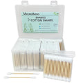 Bamboo Cotton Swabs 1000 Count in Storage Box, Double-Tipped Organic Cotton Buds by MeanHoo