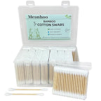 Bamboo Cotton Swabs 1000 Count in Storage Box, Double-Tipped Organic Cotton Buds by MeanHoo