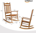 VINGLI Wooden Rocking Chair, Outdoor Chair with 450 lbs Support, Relaxing Rocker with Solid Wood High Back Seat Reclining Seat for Deck, Garden, Backyard, Porch, Indoor or Outdoor Use (Teak, 1PC) - Image 3