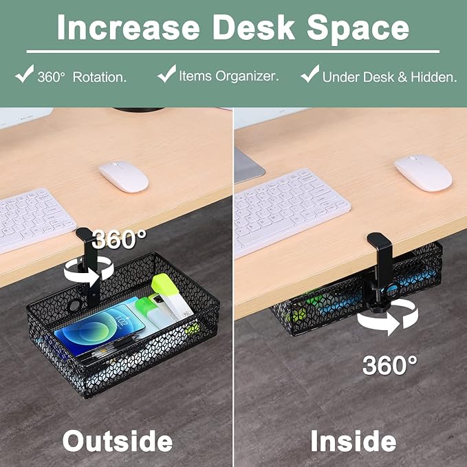 ROSYLINE Drawer Under Desk Storage Organizer, Clamp on Desk Drawer, Under Desk - Image 3