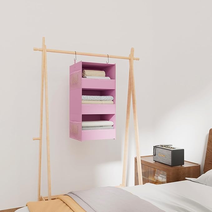 3-Shelf Hanging Closet Organizer and Storage, Foldable Hanging Closet Shelves - Image 7