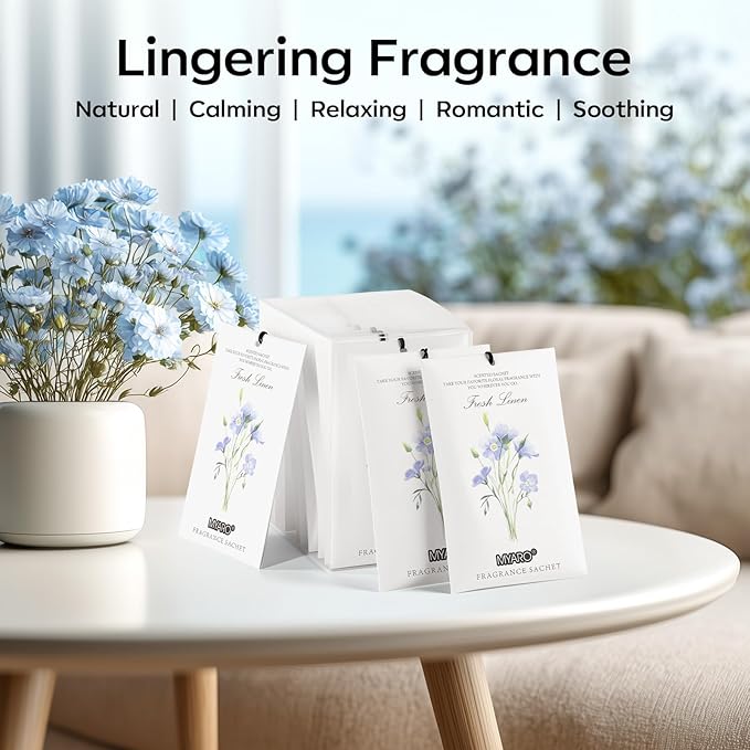 MYARO 12 Pack Fresh Linen Scented Sachets - Image 7