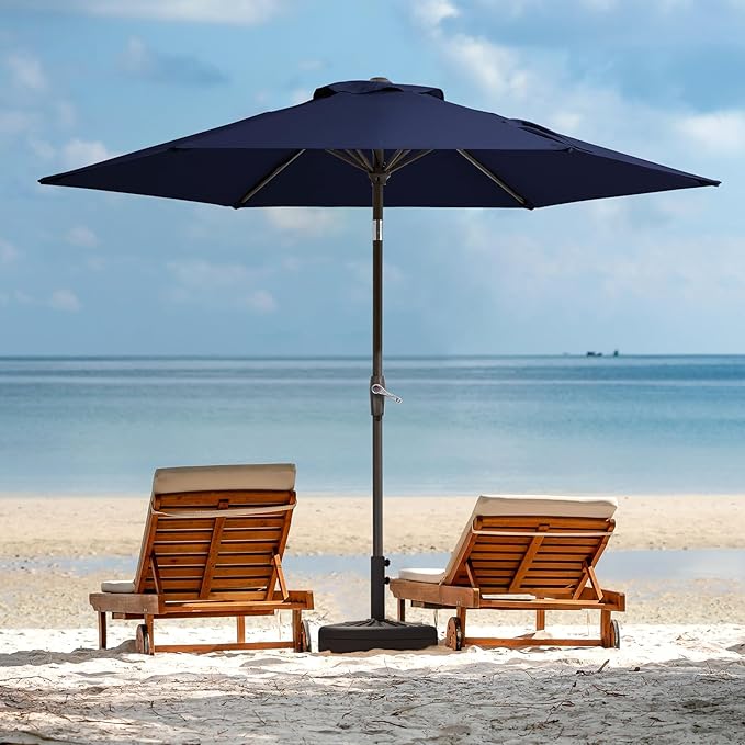 JEAREY 7.5FT Patio Umbrella Outdoor Market Umbrella with 6 Sturdy Ribs, Push Button Tilt/Crank Table Umbrella for Garden, Deck, Backyard and Pool, Navy - Image 9