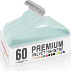 HOUSE DAY Sky Blue Velvet Hangers 60 Pack, Non Slip Clothes Felt Hanger Heavy by HOUSEDAY