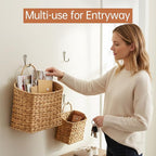 Wicker Hanging Basket, Woven Hanging Wall Basket - Image 2