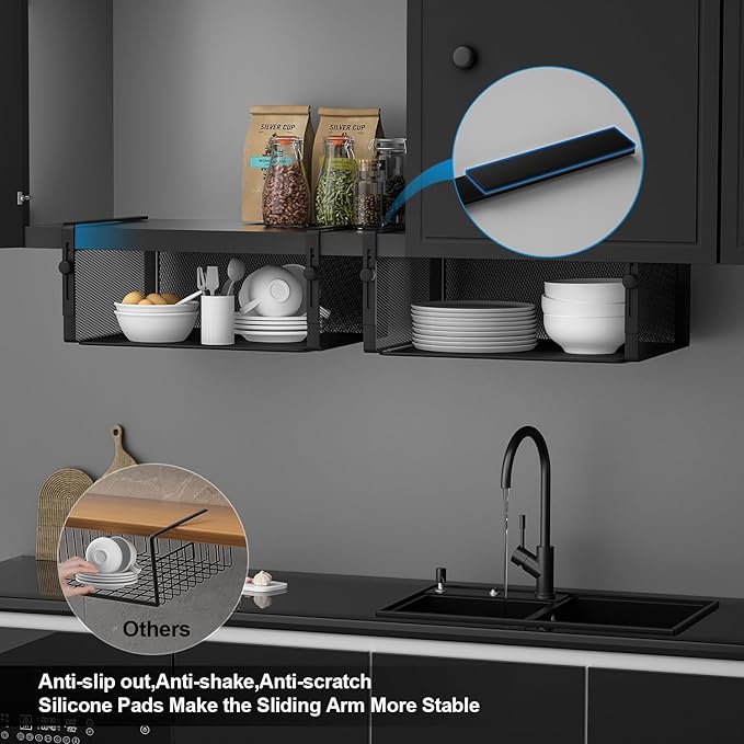 2Pack Under Shelf Basket Organizer, Adjustable Hanging Holder - Image 5