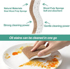 12Pack Natural Kitchen Sponge, Biodegradable Cellulose and Coconut Scrubber - Image 4