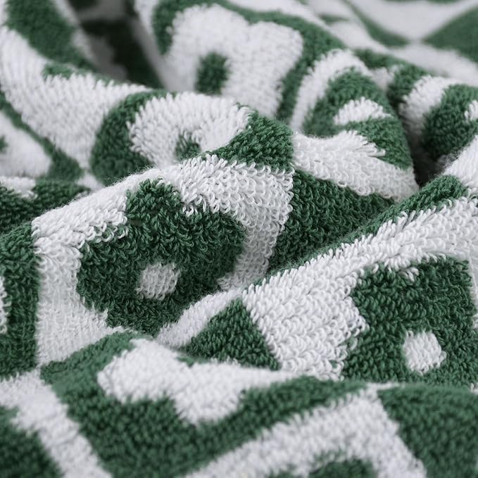 Jacquotha Cotton Hand Towels Green Checkered Floral - Image 8