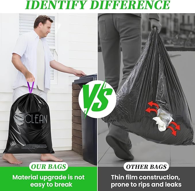Trash Bags 15 Gallon Tall Kitchen Drawstring Garbage Bags, Fit 13-15 Gal Bins - Image 4
