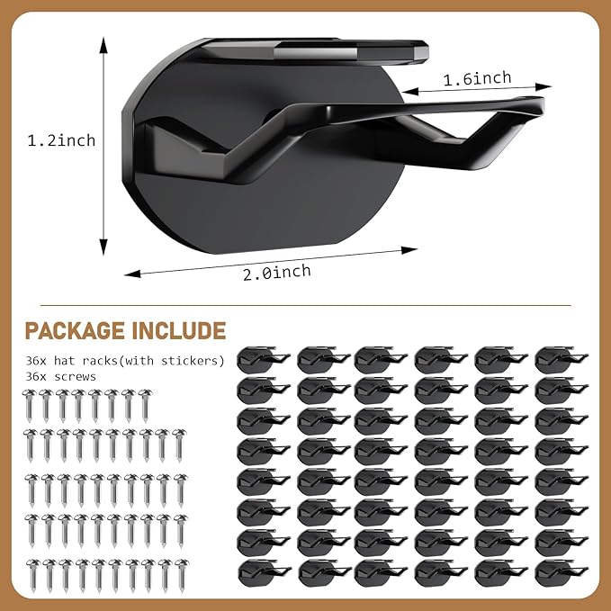 48 Pack Adhesive Hat Hooks for Wall, Super Strong Hat Rack for Baseball Caps - Image 4