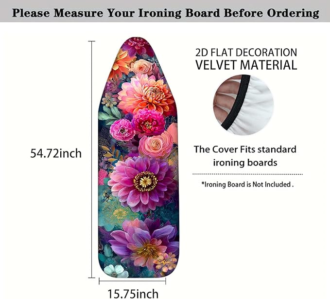Nuxovilar Colorful Floral Pattern Ironing Board Cover, 15×54 inch, Fits Most - Image 4