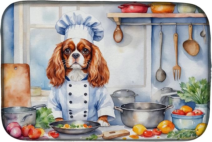 Caroline's Treasures DAC6228DDM Cavalier Spaniel The Chef Dish Drying Mat by CarolinesTreasures