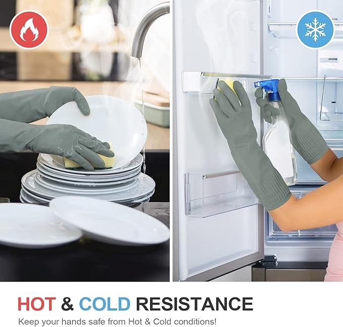 MAMISON Reusable Household Dishwashing Cleaning Rubber Gloves, Non-Slip Kitchen - Image 5