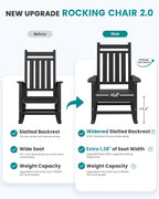 SERWALL Oversized Rocking Chair, Outdoor Rocking Chair for Adults, All Weather Resistant Porch Rocker for Lawn Garden, Black - Image 4