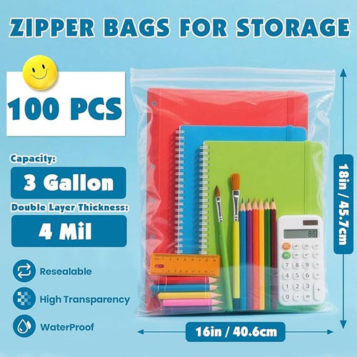 100 Pack Large 3 Gallon Storage Bags - Image 2