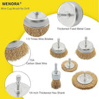 5 Pcs Wire Brush for Drill Set, Brass Wire Wheel for Drill, 1/4 Inch Hex Shank - Image 5