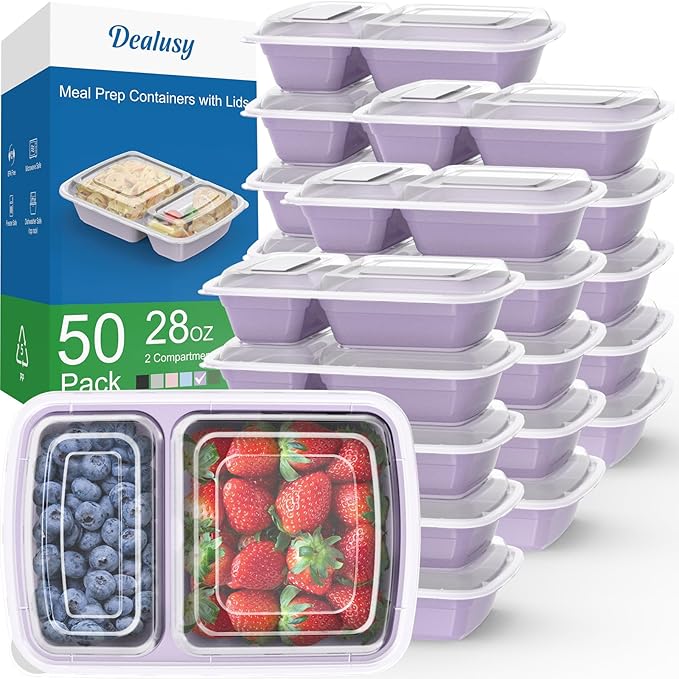 50 Pack 28 oz Meal Prep Containers Reusable by Dealusy
