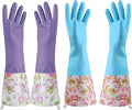 KINGFINGER Dishwashing Cleaning Gloves, 2 Pairs Reusable Rubber Gloves PVC by KINGFINGER