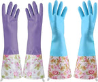 KINGFINGER Dishwashing Cleaning Gloves, 2 Pairs Reusable Rubber Gloves PVC by KINGFINGER