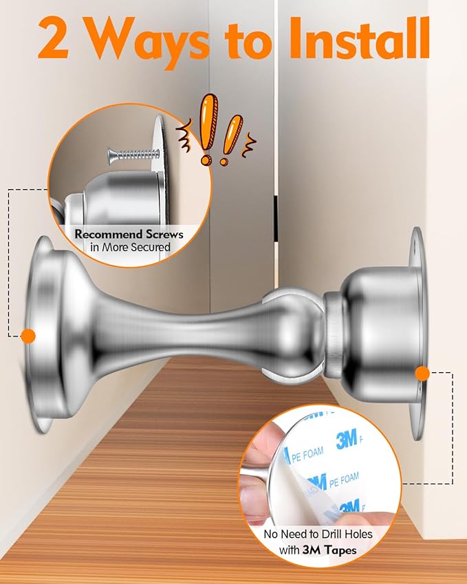 Door Stoppers Magnetic Door Catch, Stainless Steel Magnetic Door Stop 2 Pack - Image 5