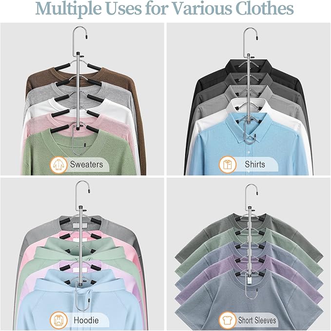 Clothes Hangers Space Saving Shirt Organizer, Non Slip Multi Shirt Hangers - Image 5