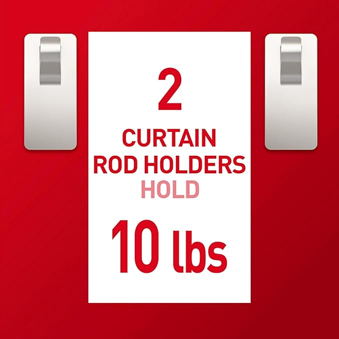 Command 10 lb Satin Nickel Curtain Rod Hooks, 2 Hangers and 4 Strips, No - Image 5